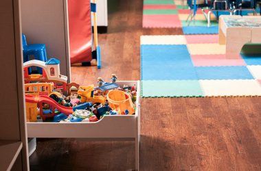 blue red and yellow plastic toy